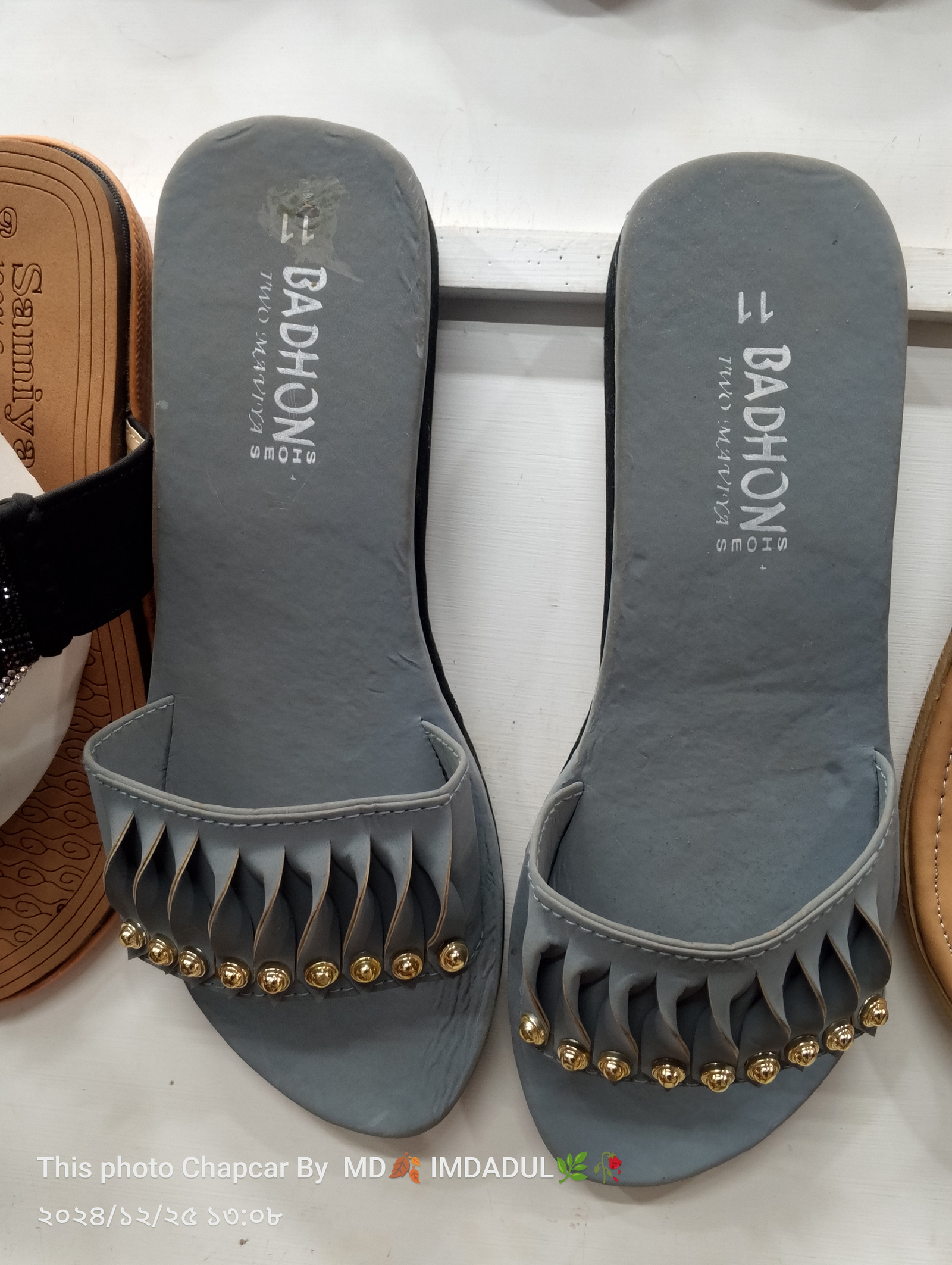 Cheryl Dark Gray Flat Sandal for women